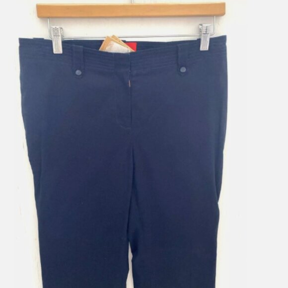 Z SPOKE Zac Posen Navy Blue Wide Leg Chino Pants Designer Size 6 NWT $270 - Picture 3 of 5